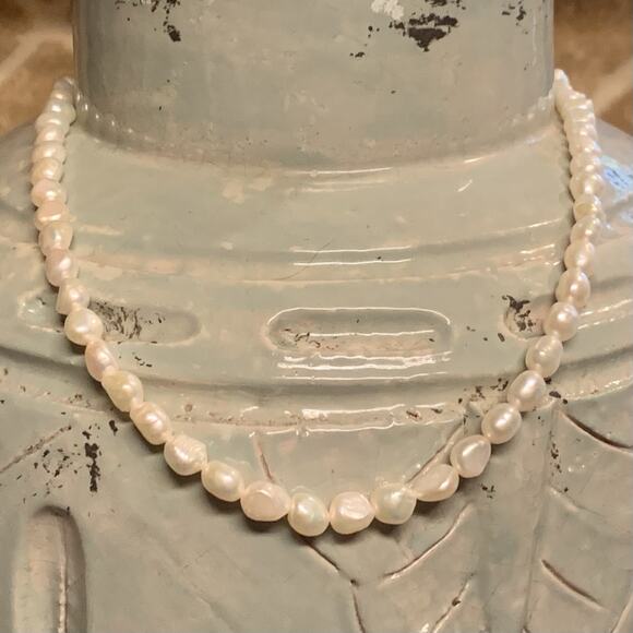 Sterling Silver and Freshwater Baroque Pearl Necklace - Picture 1 of 7